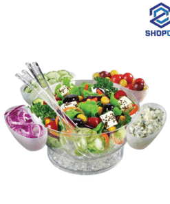 Sada náčiní na salát GTC® zahrnuje misku, lžíci a tác – ideální pro salátový pult nebo domácí servírování